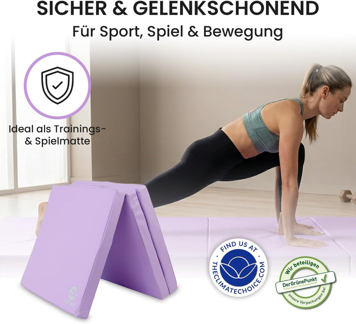 Jeflex - klappbare Weichbodenmatte & Turnmatte 180 x 60 x 6 cm MADE IN GERMANY/Gymnastikmatte tragba