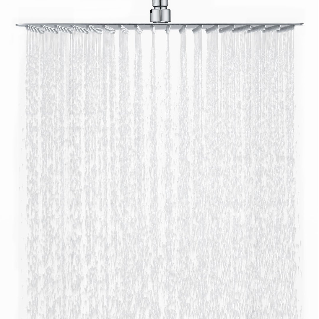 DETBOM 16 Zoll Regendusche quadratischer Duschkopf aus Edelstahl 304, Anti-Kalk-Düsen Duschkopf Wass