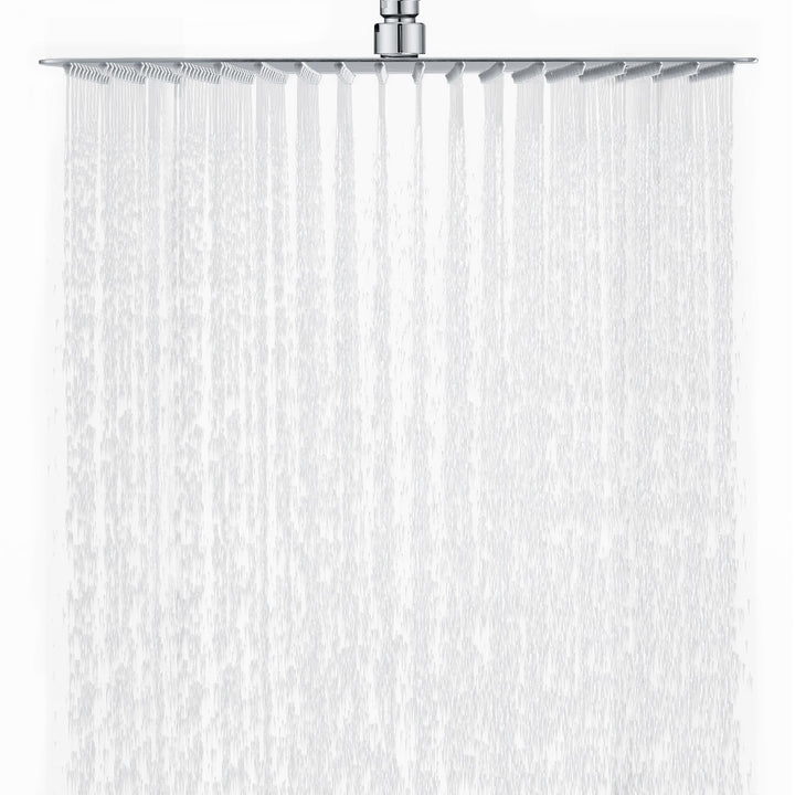 DETBOM 16 Zoll Regendusche quadratischer Duschkopf aus Edelstahl 304, Anti-Kalk-Düsen Duschkopf Wass