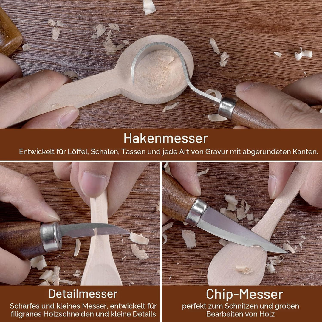 Holz Schnitzwerkzeug Set für Kinder und Anfänger, Holz Schnitzen Set mit 8PCS Lindenholz, Holzschnit