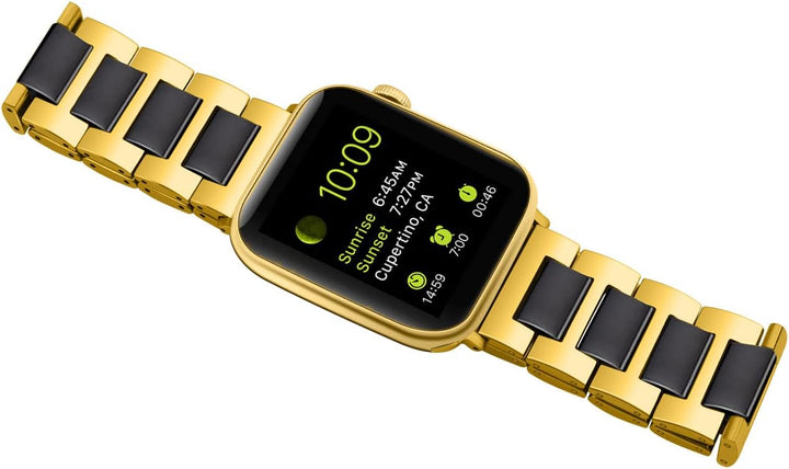 YISIWERA 38mm 40mm 41mm Armband Kompatibel für Apple Watch Schwarz Keramik Gold Metall Armband 49mm