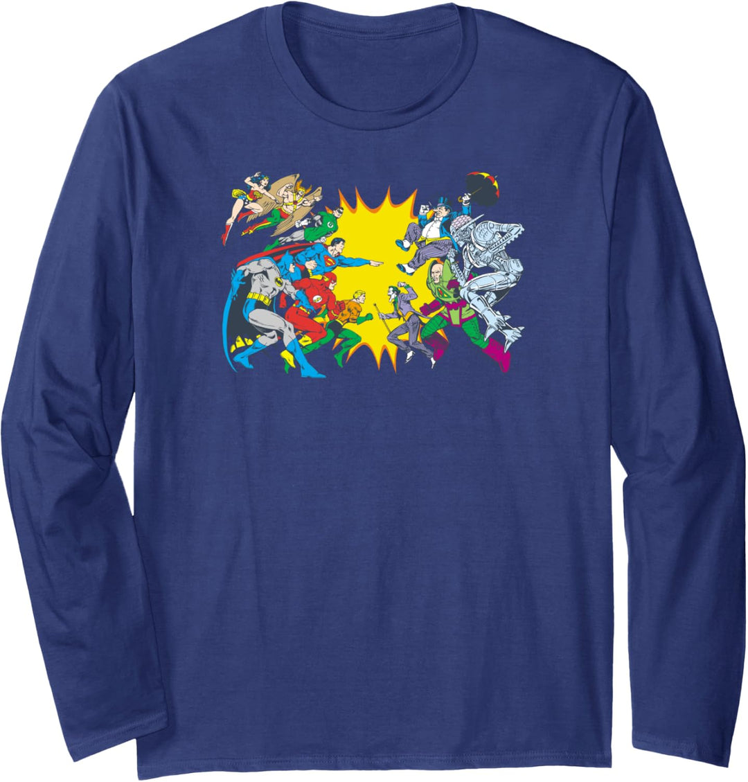 Justice League Face Off Comics Langarmshirt