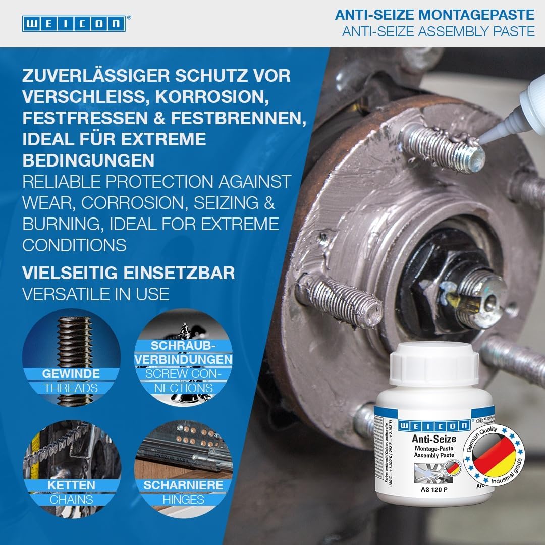 WEICON Anti-Seize Montagepaste 450 g hitzebeständiger Schutz gegen Korrosion, Festfressen und Versch