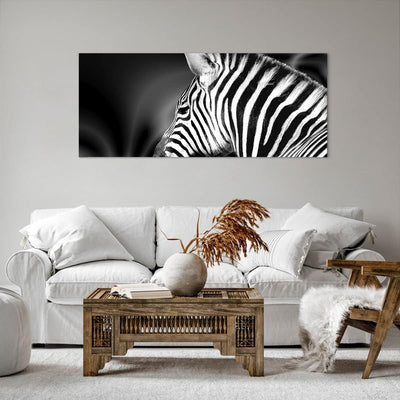 Wandbilder Dekoration Wohnzimmer Tier Zebra Streifen Panorama Bilder auf Leinwand 120x50cm Leinwandb