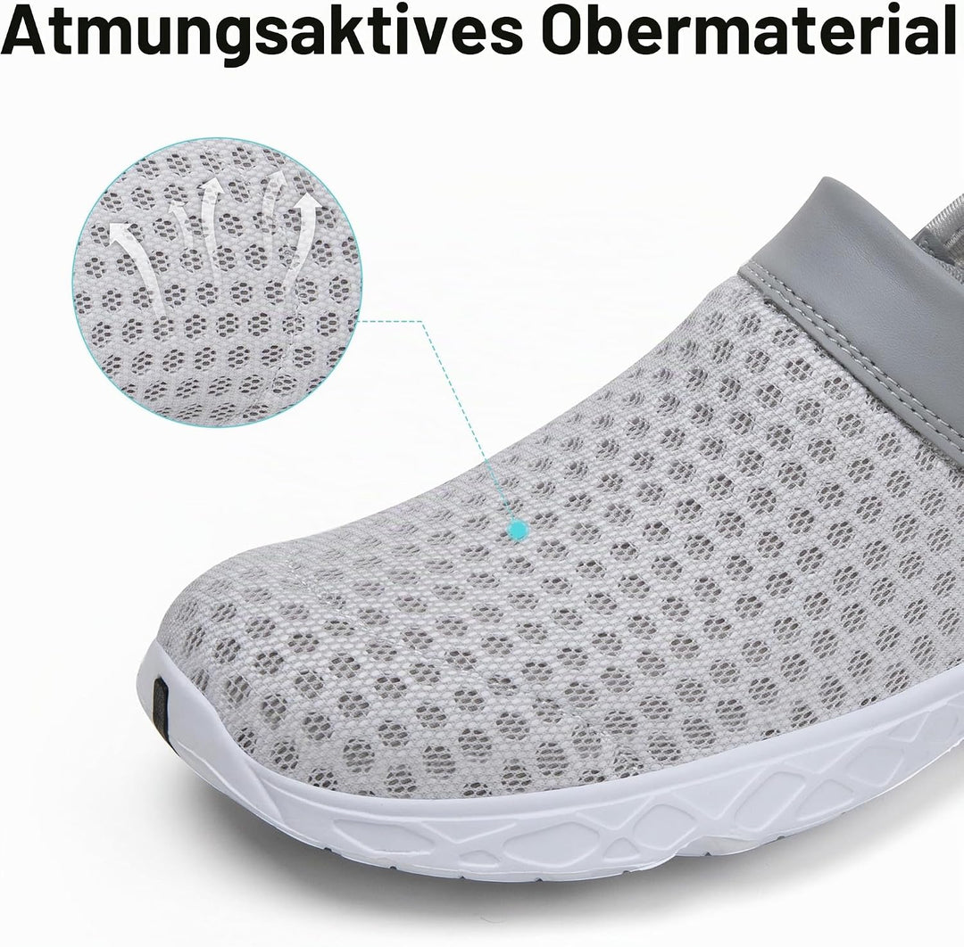 SAGUARO Unisex Clogs Sommer Hausschuhe Leicht Gartenschuhe Gr. 36-48 40 EU Weiss Grau, 40 EU Weiss G