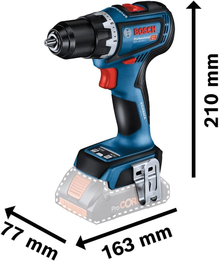 Bosch Professional 18V System Akku Bohrschrauber GSR 18V-90 C (ohne Akku/ Ladegerät) ohne Akkus/Lade