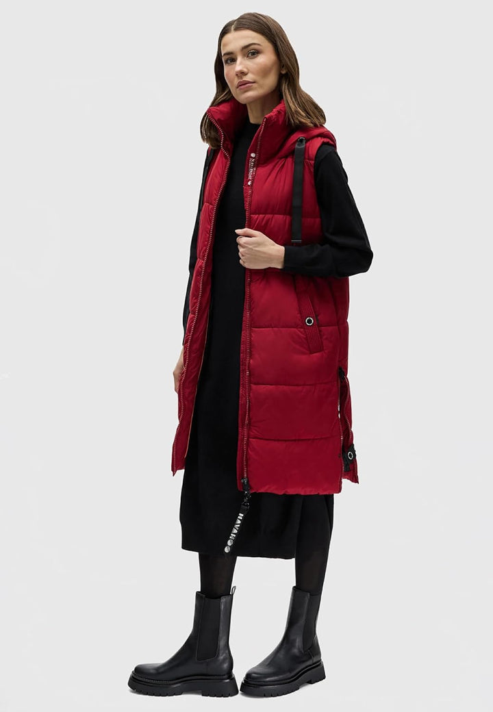 Navahoo warme Damen Winter Steppweste lang mit Kapuze Schnuffelchen XS-XXL XS Blood Red, XS Blood Re