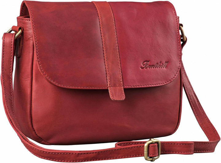 Benthill Damen Tasche aus Echt-Leder - Handtasche aus Rindsleder - Schultertasche mit Reissverschlus