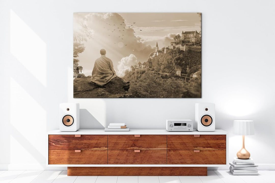 deyoli Buddhistischer Mönch Format: 60x40 Effekt: Sepia als Leinwandbild, Motiv fertig gerahmt auf E
