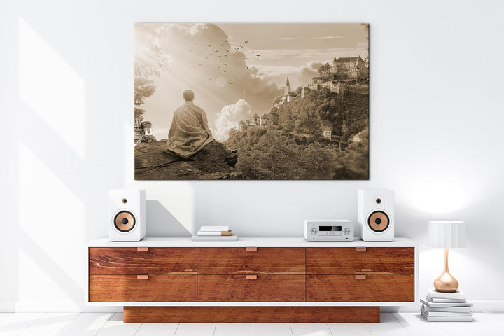deyoli Buddhistischer Mönch Format: 60x40 Effekt: Sepia als Leinwandbild, Motiv fertig gerahmt auf E