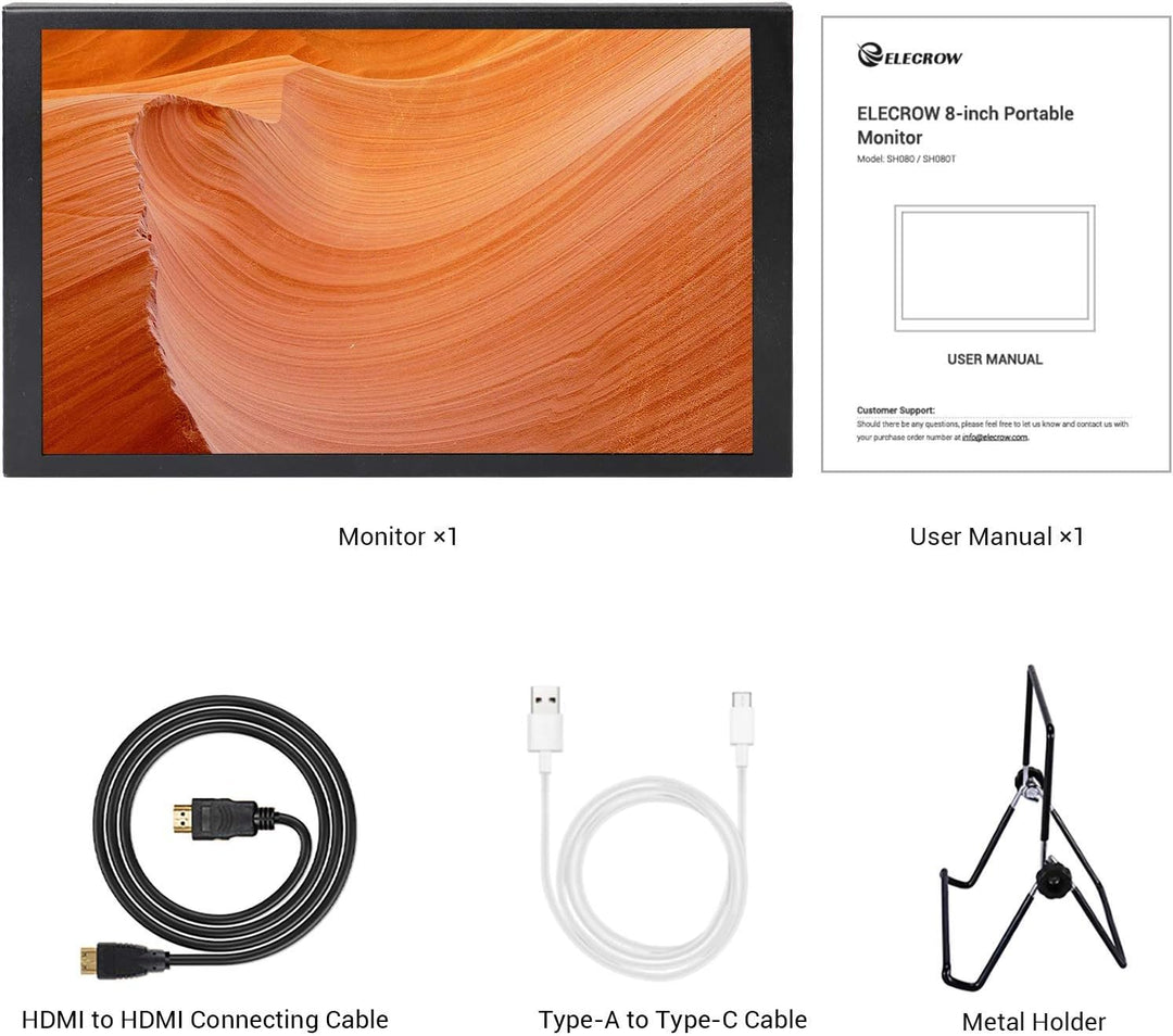 ELECROW Touchscreen Monitor, 8 Zoll Portable Monitor LCD 1280x800 Mini Monitor Kompatibel mit Laptop