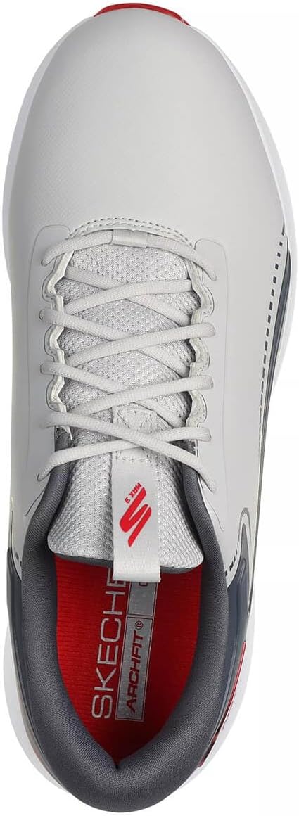 Skechers Herren Go Golf Drive 5 wasserdichte stachellose Leder Golfschuhe 40 EU Grau Rot, 40 EU Grau