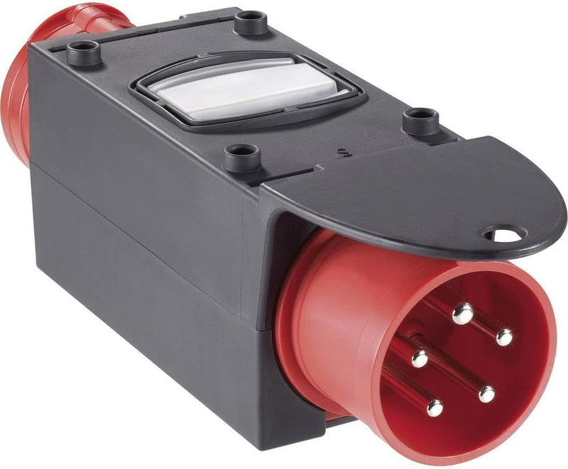 PCE 554195 9436422 CEE-Adapter 32A,400V,6h IP44, Rot, Schwarz