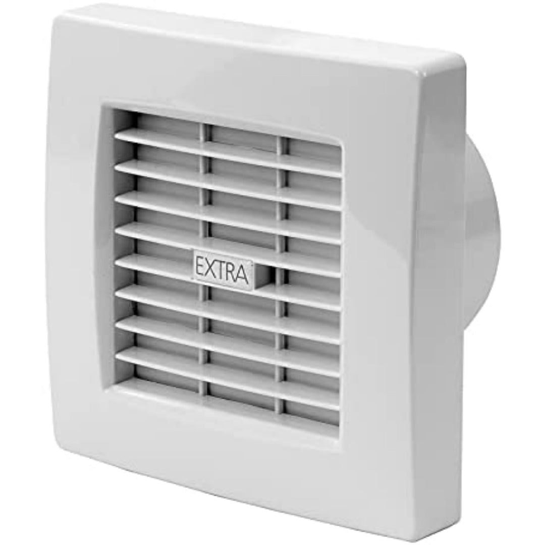 Ø 100mm Badlüfter mit Automatischer Jalousie und Nachlauf-Timer - Ventilator mit Lamellen - Weiss Lü