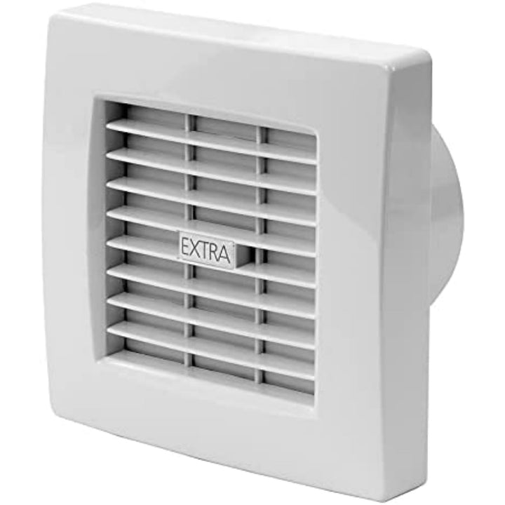 Ø 100mm Badlüfter mit Automatischer Jalousie und Nachlauf-Timer - Ventilator mit Lamellen - Weiss Lü