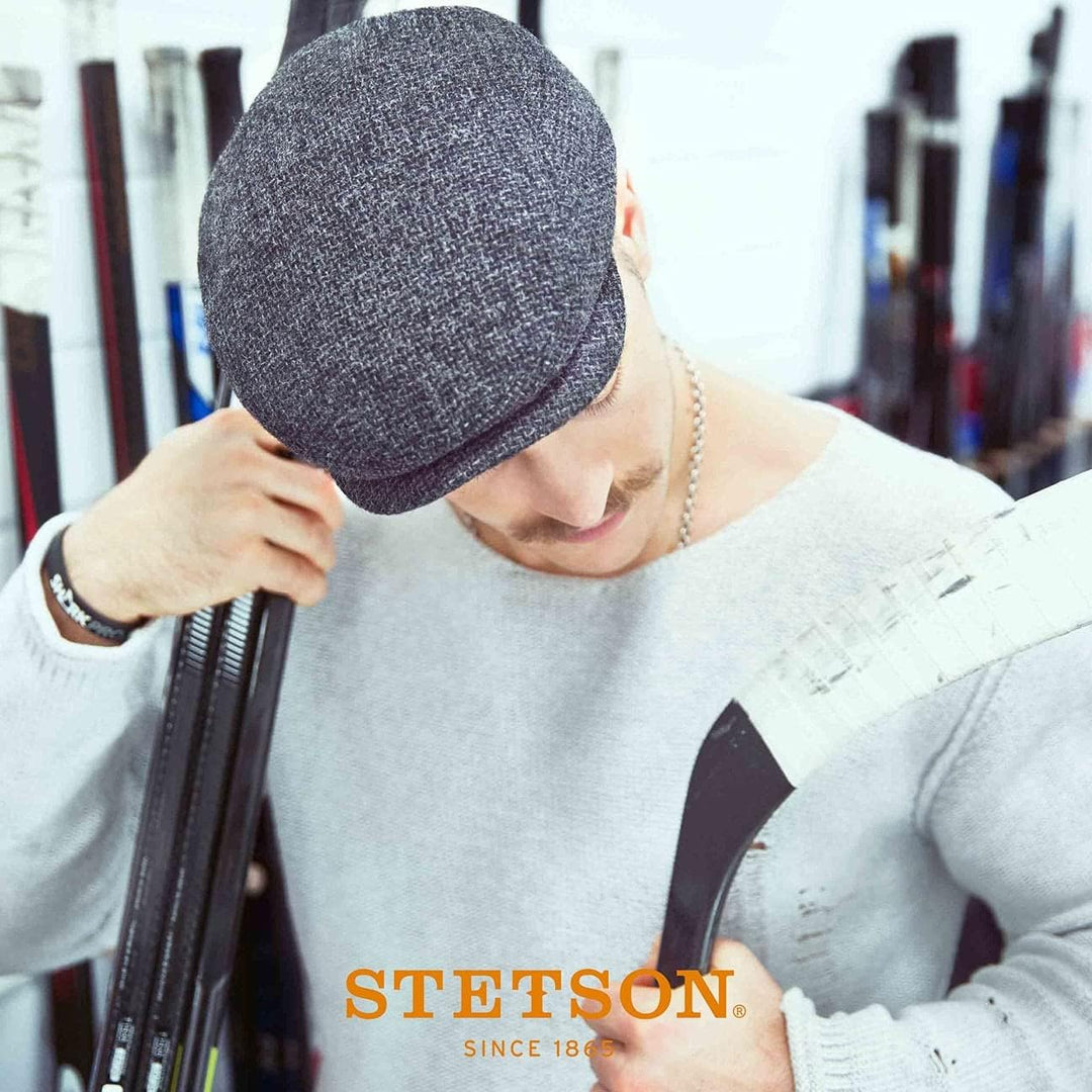 Stetson Belfast Tweed-Schiebermütze für Herren - gefertigt in der EU - Blau - 58 EU