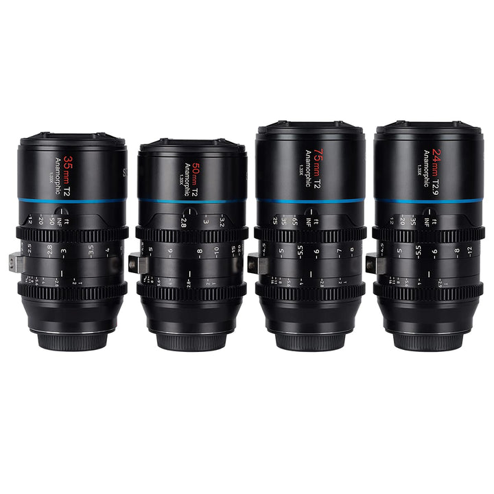 SIRUI Mars 1.33x T2 bis T2.9 anamorphes Objektiv Set, MFT Objektiv Kit (24mm, 35mm, 50mm, 75mm M4/3