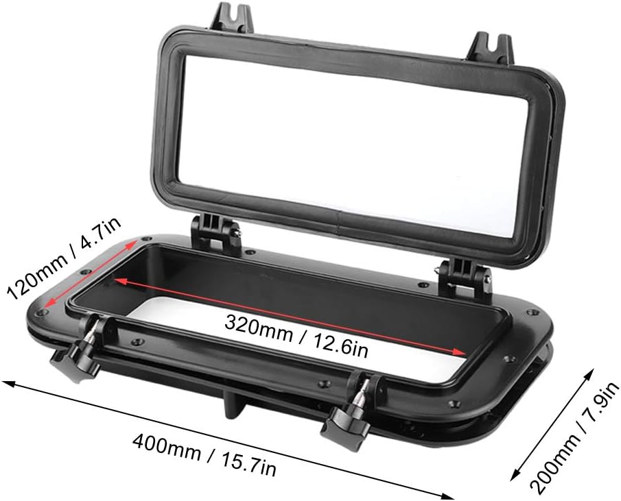 Ladieshow Boot Bullauge 4mm Öffnung Portlight Rechteckiges Bullauge Temperglas UV-beständige Fenster