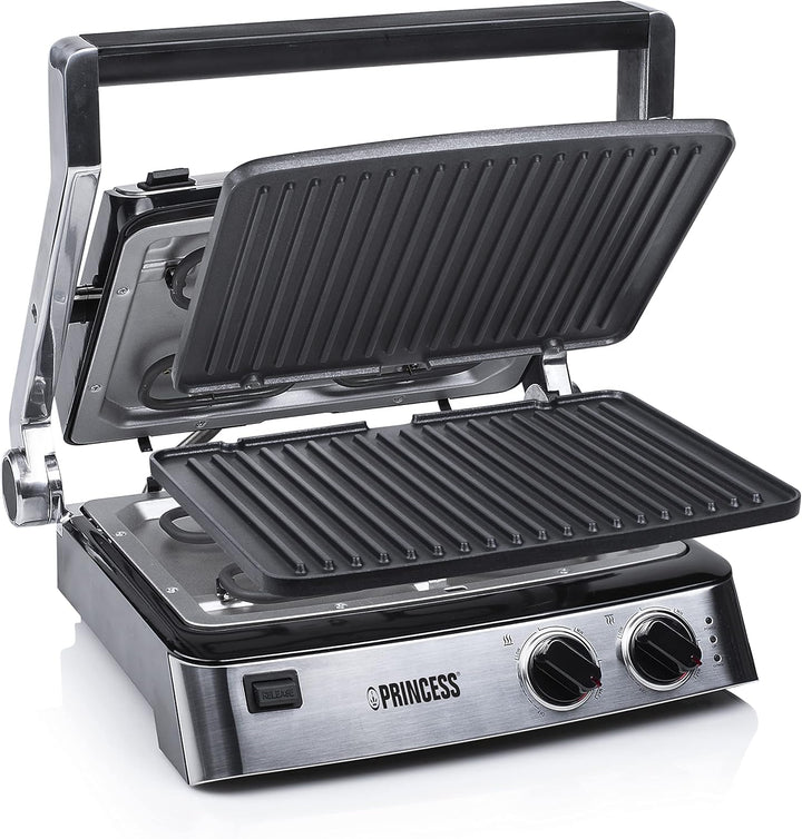 Princess Kontaktgrill/ Sandwichmaker – 180° aufklappbar mit zwei einstellbaren Thermostaten, 117300,
