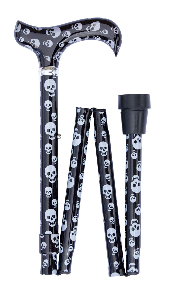 Design Faltstock SKULL von Stockshop farbig, gothic, modisch, höhenverstellbar, Derbygriff, Leichtme
