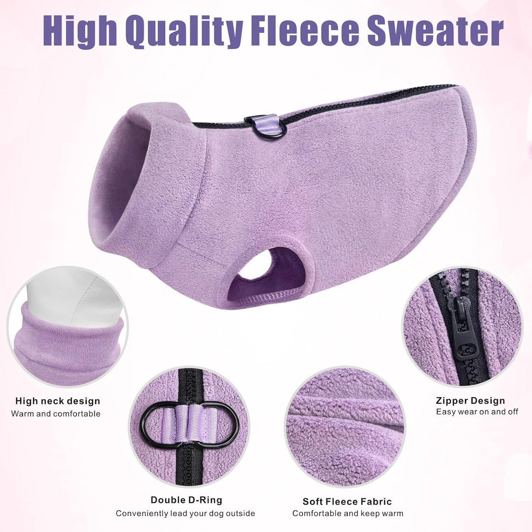 Idepet Hunde-Fleece-Weste, Pullover, mit Reissverschluss, Warmer Pullover, Hundejacke mit D-Ring-Lei