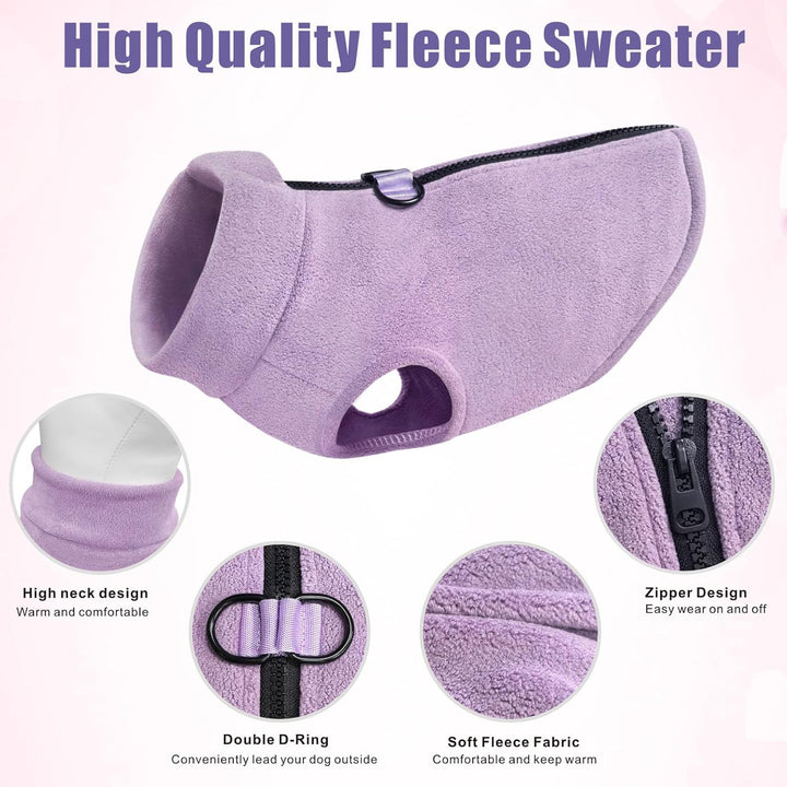 Idepet Hunde-Fleece-Weste, Pullover, mit Reissverschluss, Warmer Pullover, Hundejacke mit D-Ring-Lei