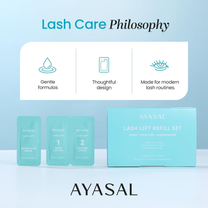 AYASAL Lash Lift Kit Refills: Step 1+2 Refill Set, Korean Thio-Free Lash Perm - Professional Long La