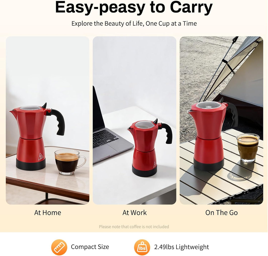 Elektrische Espressokocher &amp; Mokkakanne, 480W Moka Pot Kaffeekanne Inkl. Heizsockel, 300ML Espressok