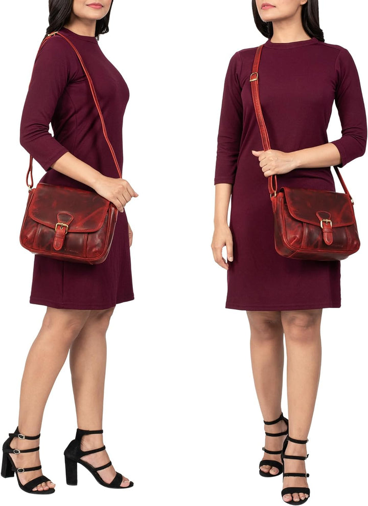 STILORD 'Violeta' Leder Umhängetasche Damen Vintage Handtasche klein Schultertasche Abendtasche Part