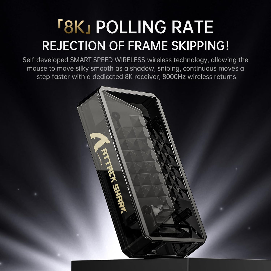 ATTACK SHARK X8PPO 8K Mouse with Grip Tape for Large Hand, 55g Superlight, PixArt PAW3395PRO Gaming