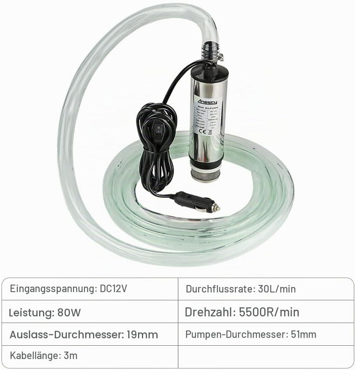 Edelstahl Transfer Pumpe 12V 51mm Wasserpumpe Tauchpumpe für Auto Diesel Öl Heizöl Wasser Kraftstoff
