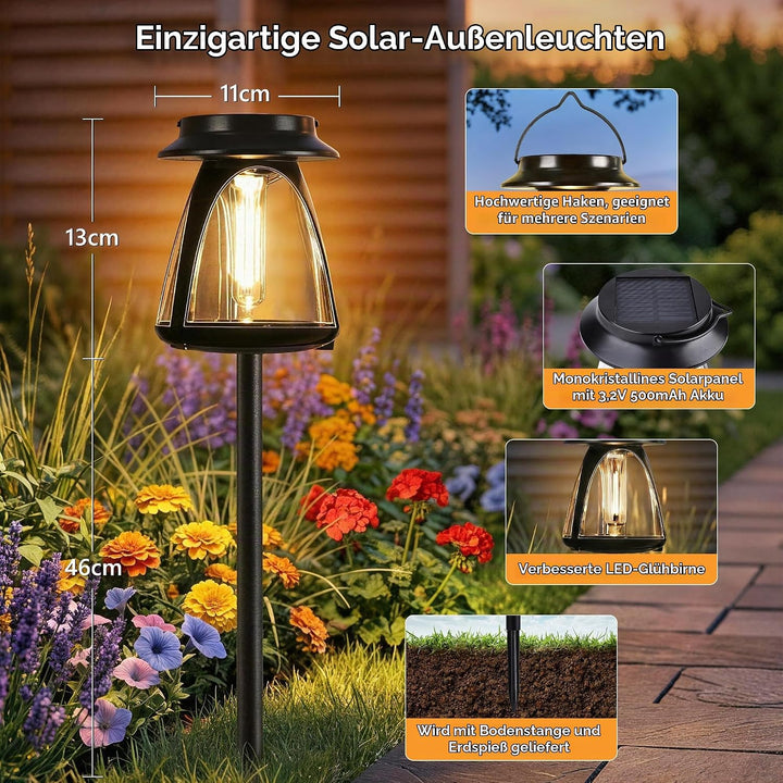 Solarlampen für Aussen Garten Hängend, 2 Stück Solarlaterne für Outdoor Wasserdicht Solarleuchten Dr