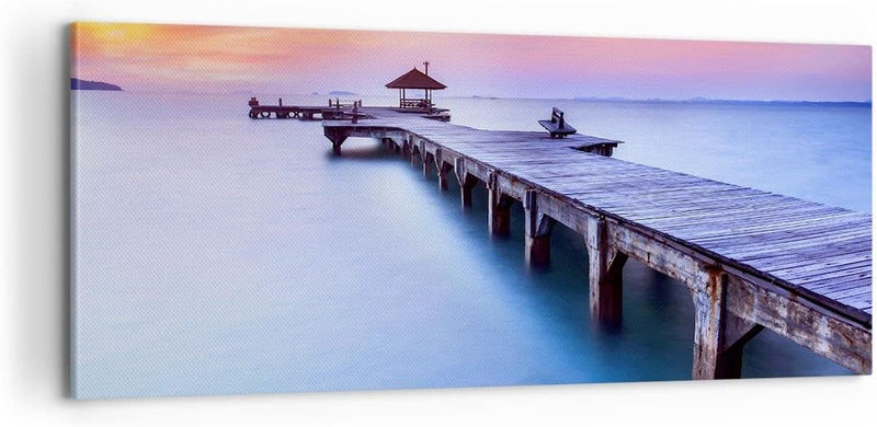 Panorama Bilder auf Leinwand 100x40cm Leinwandbild Strand Wasser Meer Urlaub Gross Wanddeko Bild Sch