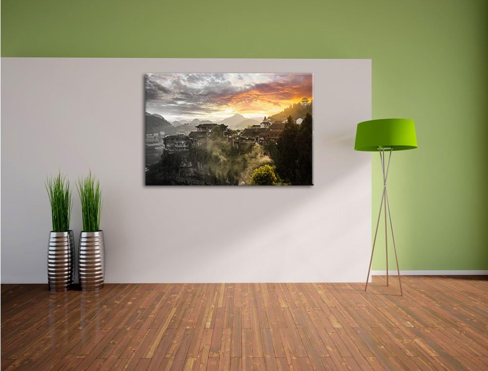 Pixxprint Gigantisches Dorf in China als Leinwandbild/Grösse: 100x70 cm/Wandbild/Kunstdruck/fertig b