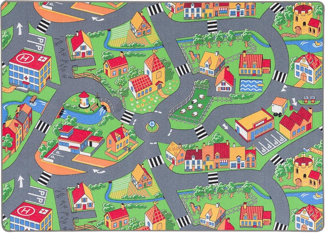 Pergamon Strassenteppich Beidseitig Kinder Spielteppiche für Kinderzimmer und Spielzimmer 200x300 cm