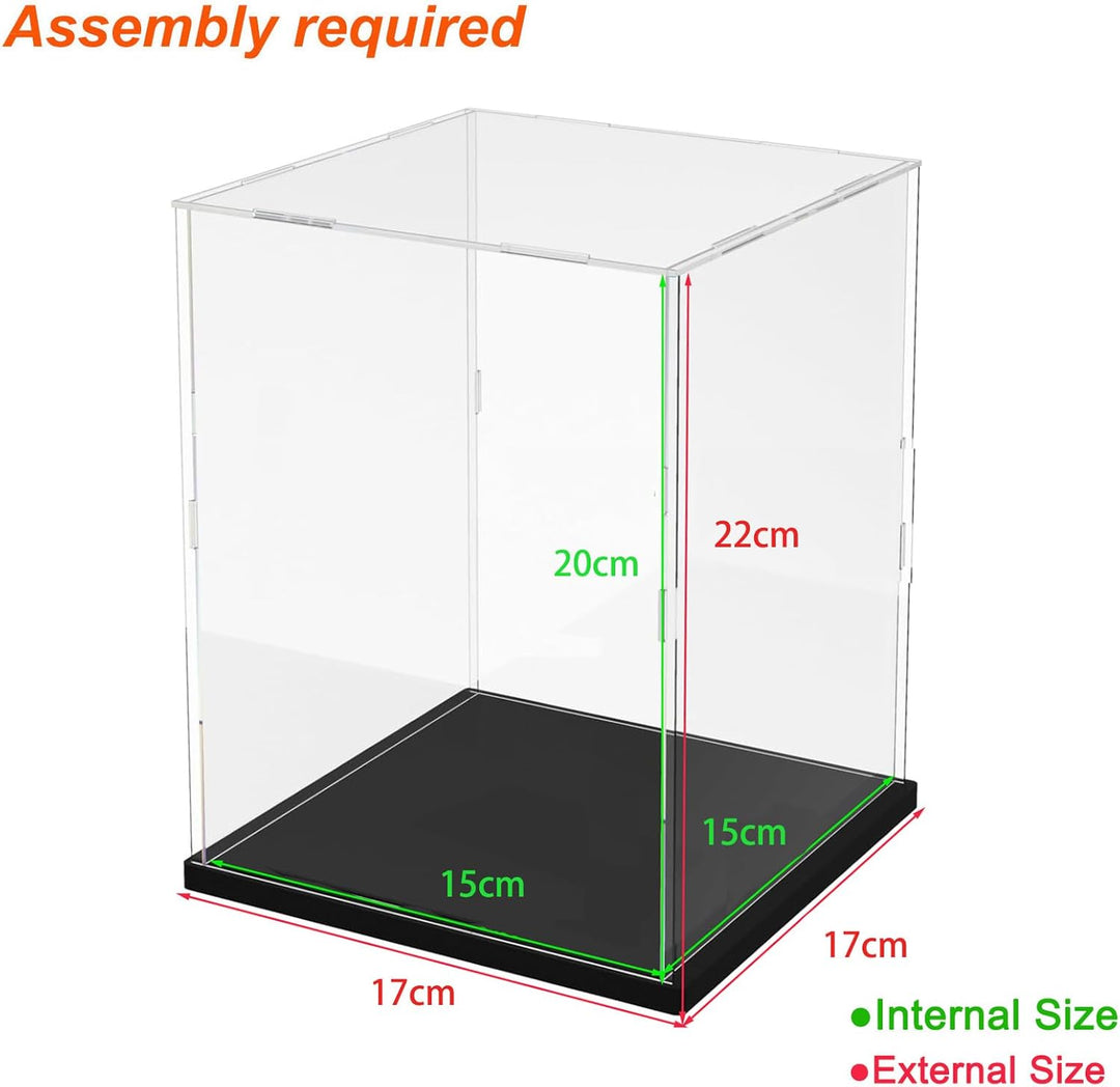 Acryl Vitrine Schaukasten 3mm für LEGO 43014 43022, Schwarz Innen 15x15x20cm Schwarz Holz-Kunststoff