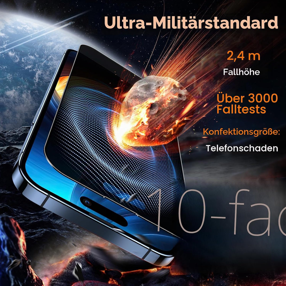 TOCOL Full Screen für iPhone 14 Pro Max für Panzerglas Sichtschutz, Auto-Installation 0 Blasen 9H Hä