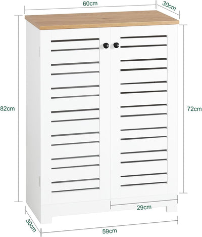 SoBuy BZR41-W Badkommode Badschrank mit Lamellentüren Kommode fürs Bad Badezimmerschrank Badmöbel we