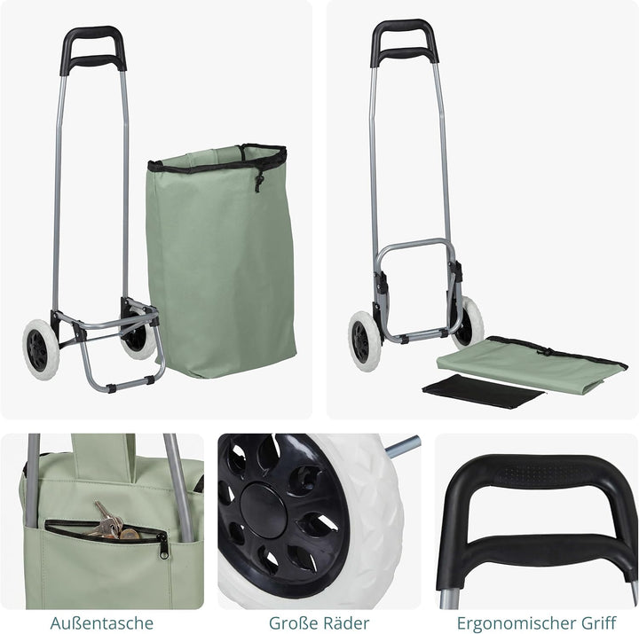 Relaxdays Einkaufstrolley klappbar, Abnehmbare Tasche 28 L, Einkaufswagen mit Rollen HxBxT: 92,5 x 4