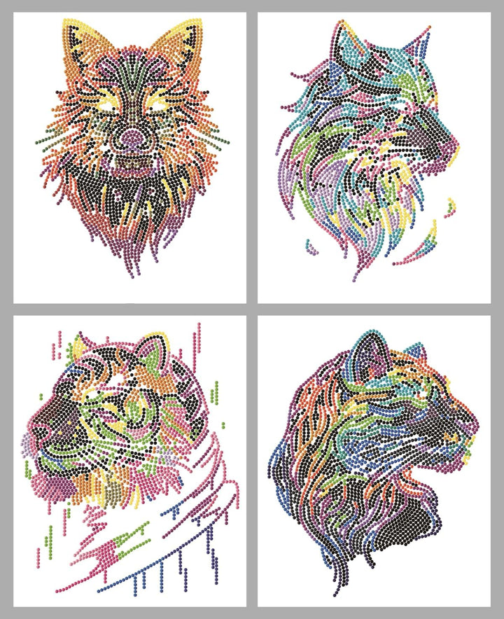 DIAMOND DOTZ DOTZIES 2594443 Original 5D Diamond Painting Set, Neon Raubkatzen, 4 bunte Diamant-Bild