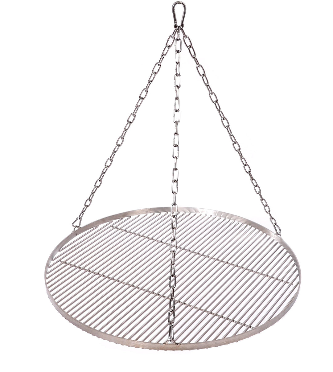 Grillrost Ø 70 cm mit Kette Edelstahl 6 mm Grillstabdicke/Stababstand 10 mm für Schwenkgrill BBQ Dre