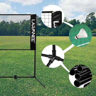 LARMNEE Badmintonnetz, Tennisnetz, 300cm|400cm|500cm Federballnetz höhenverstellbar, Set bestehend a