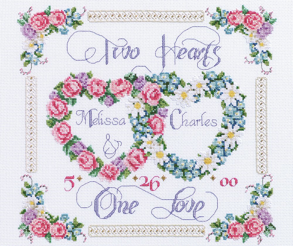 Janlynn Metall Zwei Herzen, One Love Kreuzstich-Set