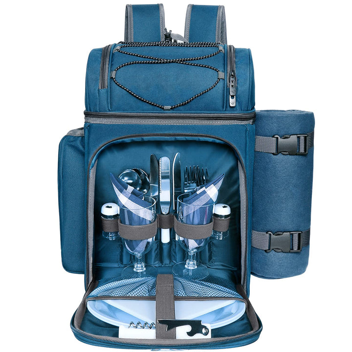 Hap Tim Picnic Basket Backpack for 2 Person with Insulated Leak Proof Cooler Compartment,Wine Holder