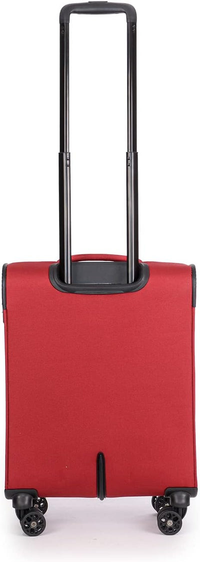 Stratic Strong Koffer Weichschale Reisekoffer Trolley Rollkoffer Handgepäck, 4 Rollen, Grösse S, Rot