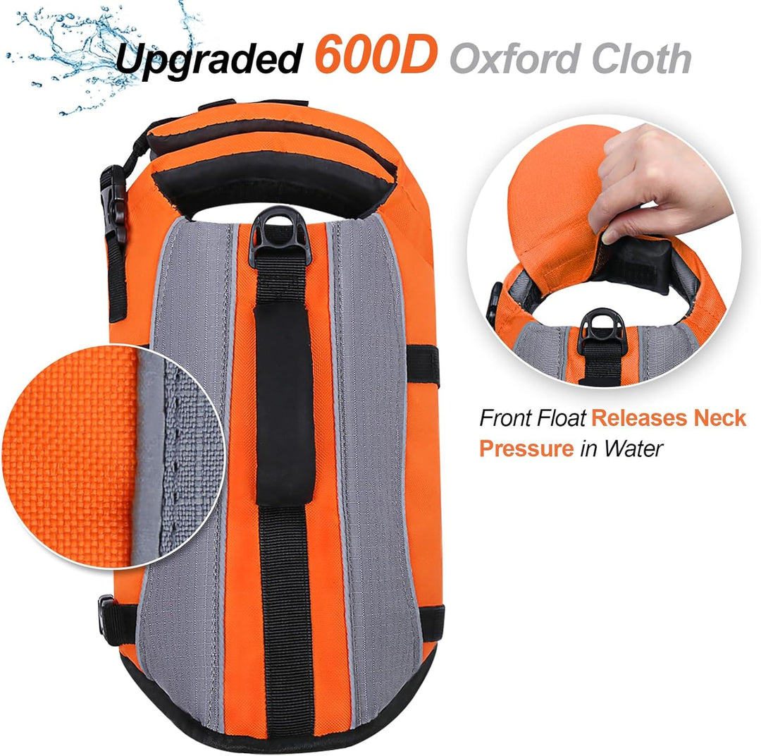 VIVAGLORY Front Float Schwimmweste Hund, Hundeschwimmweste für Bootfahren, Schwimmweste with Kopfstü