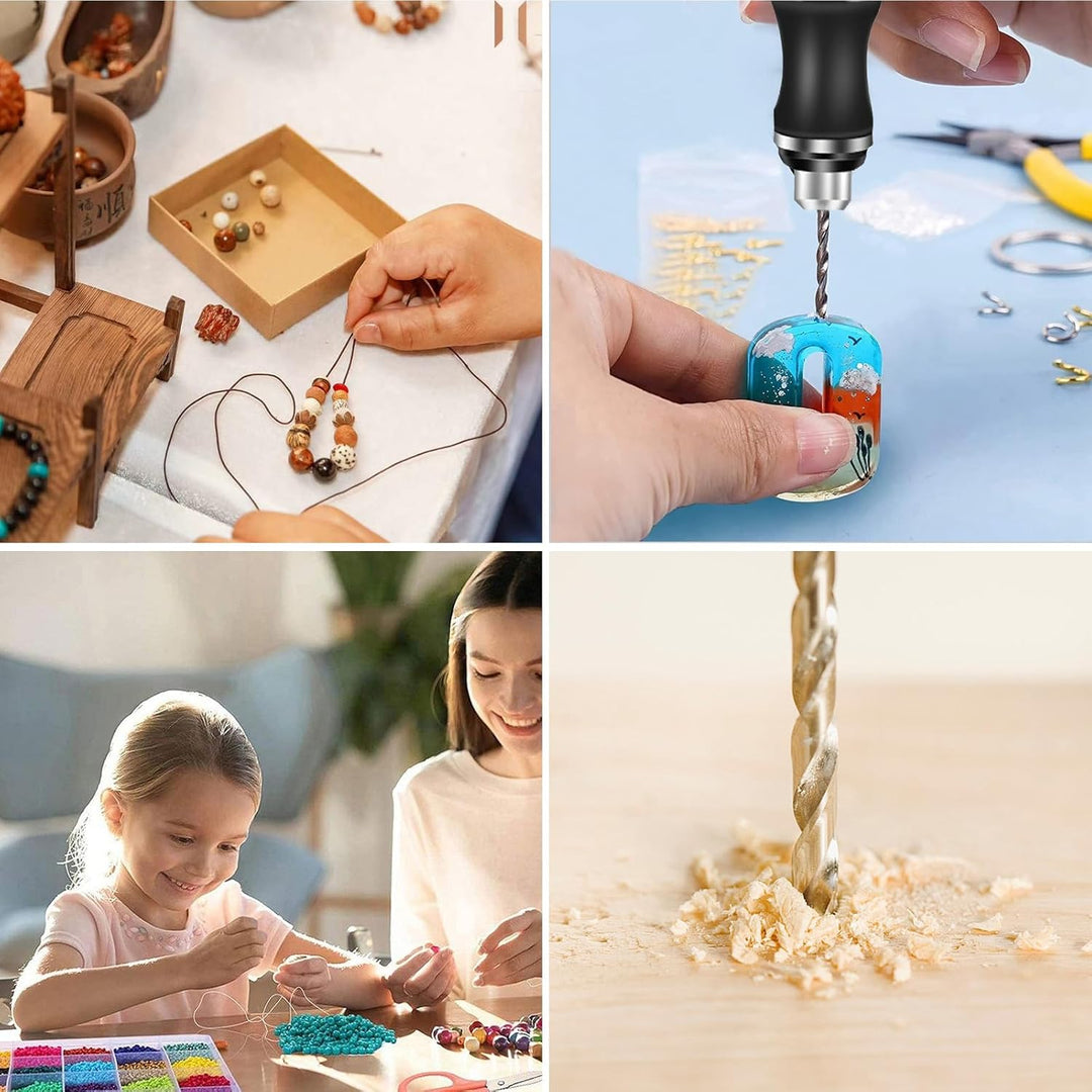 Handbohrer Elektrisch, Vankarr 3-Gang DIY Bohrer Wiederaufladbare Bohrmaschine mit 10 Bohrer, für Mo