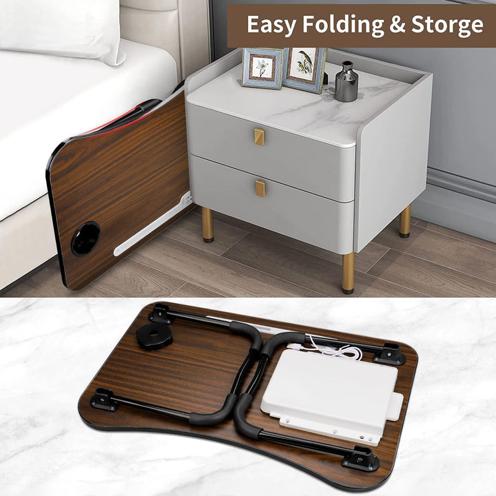 A3A ACADGQ Laptoptisch, Laptop Betttisch Klappbar, Bett Tisch mit 4 USB Ladeanschluss, Schublade, Ta