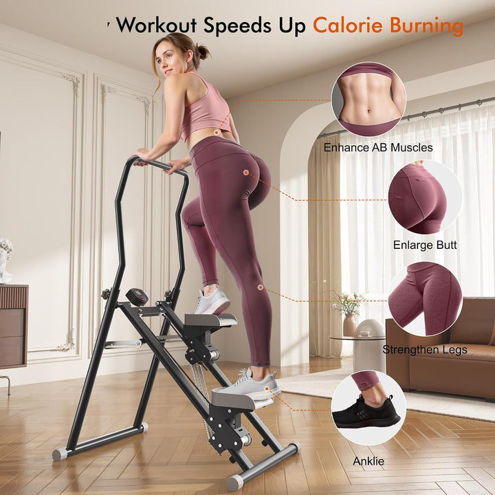 MOMODA Treppenstepper Klettertrainer mit Reistance für Zuhause Cardi Übung faltbar grau Weiss/opulen