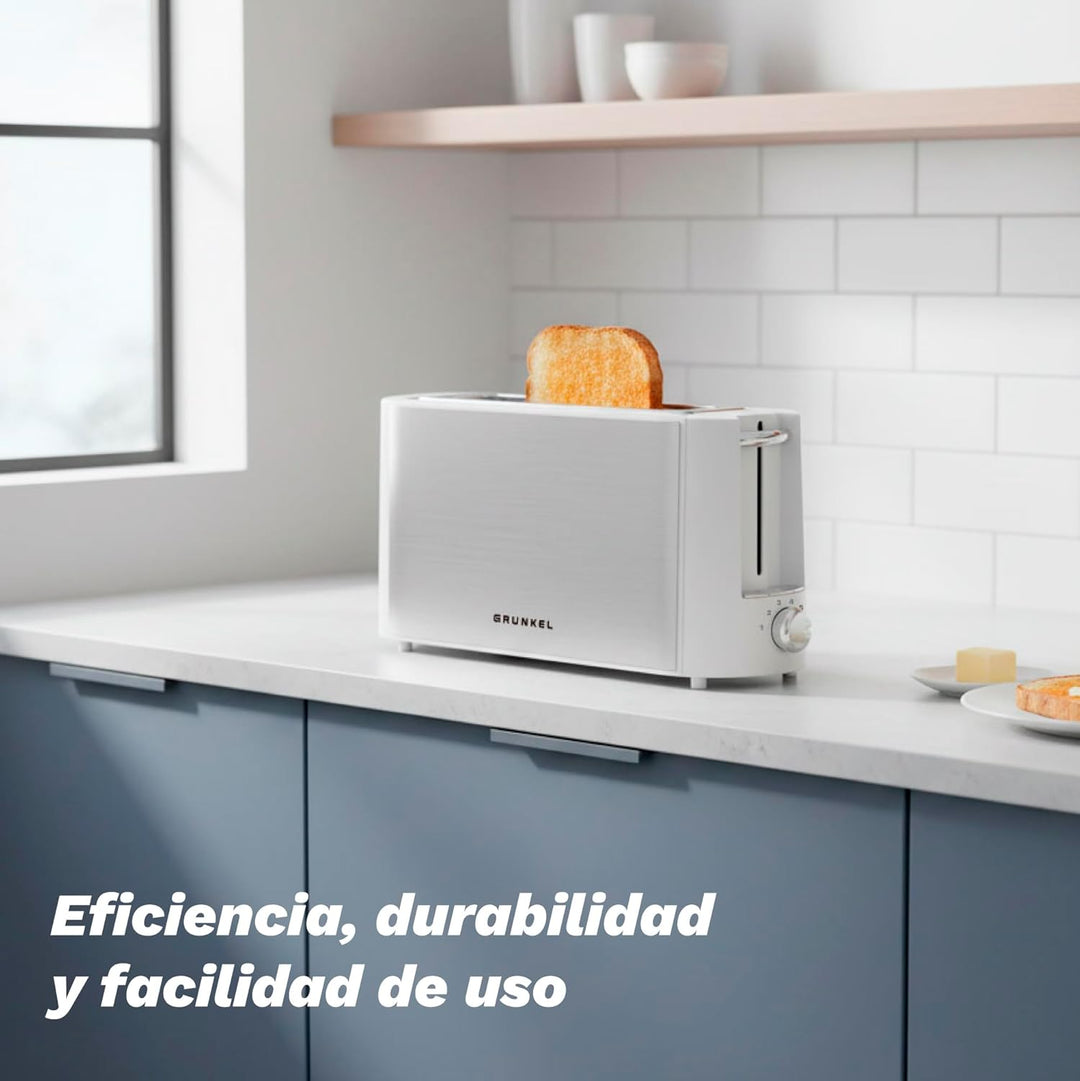 Grunkel TS-MAXISTEEL Toaster mit extra breitem Schlitz, 6 Bräunungsstufen, herausnehmbarer Krümelsch